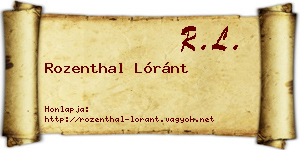 Rozenthal Lóránt névjegykártya